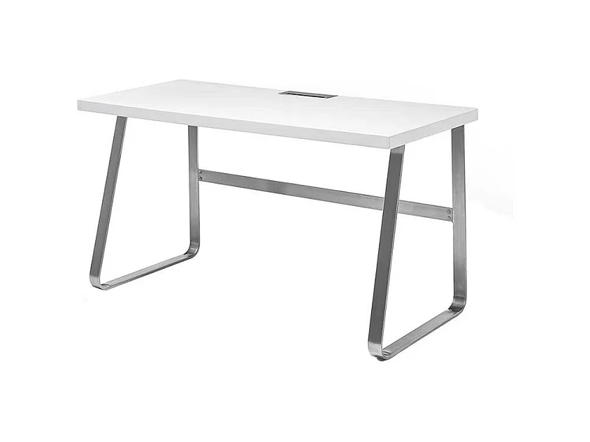 Schreibtisch in Weiß mit Kabeldurchlass