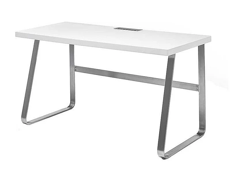 Schreibtisch in Weiß mit Kabeldurchlass
