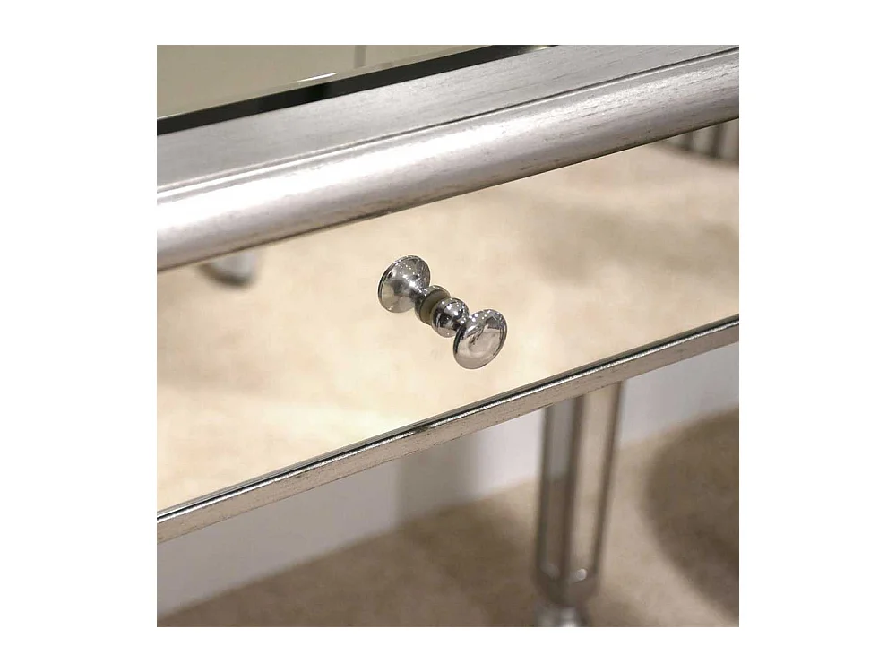 Moderner Laptop Schreibtisch mit Spiegelglas beschichtet 3 Schubladen