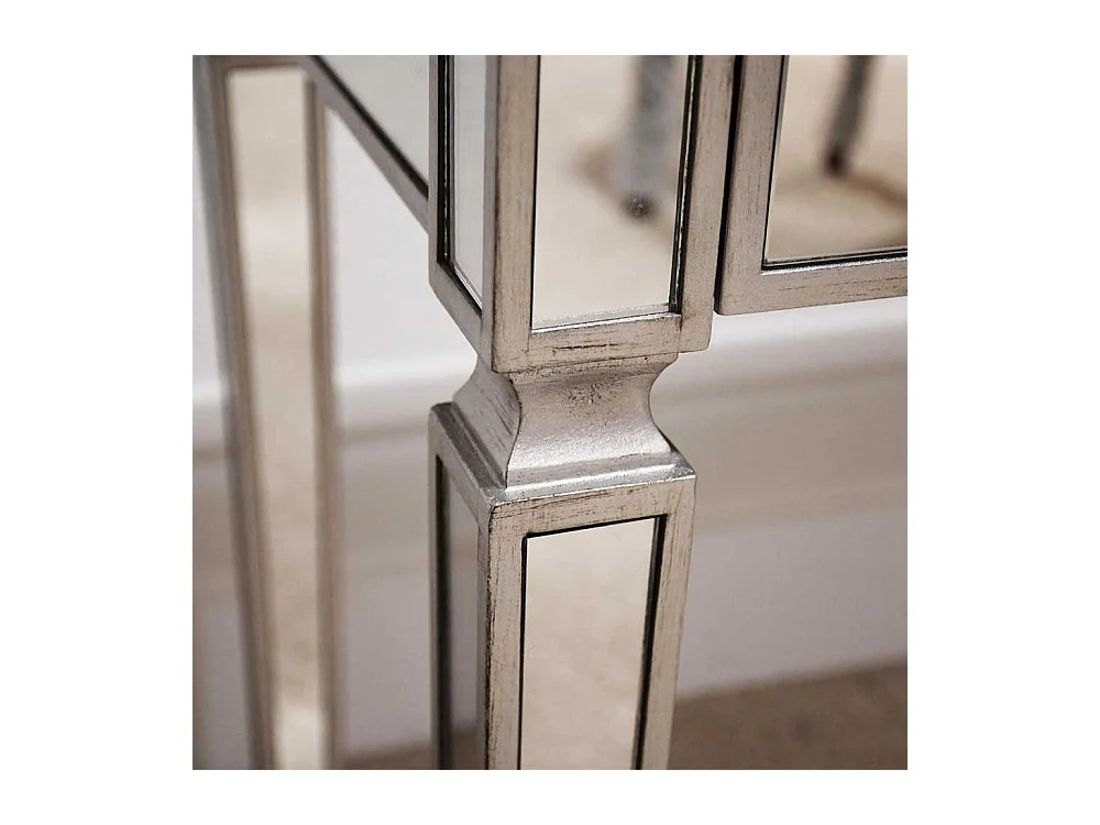 Moderner Laptop Schreibtisch mit Spiegelglas beschichtet 3 Schubladen