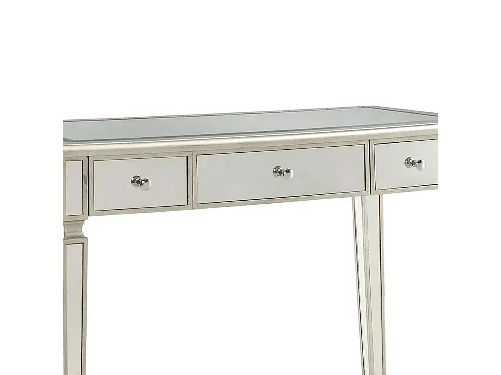 Moderner Laptop Schreibtisch mit Spiegelglas beschichtet 3 Schubladen