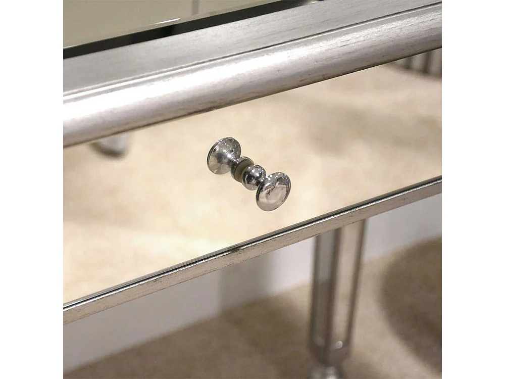 Moderner Laptop Schreibtisch mit Spiegelglas beschichtet 3 Schubladen