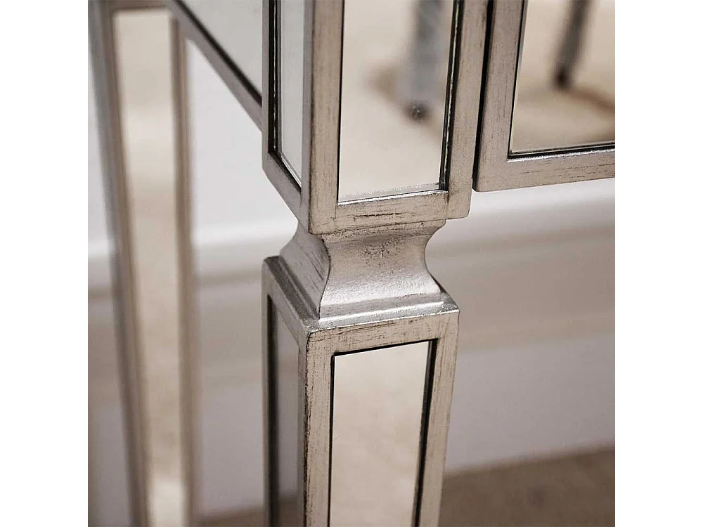 Moderner Laptop Schreibtisch mit Spiegelglas beschichtet 3 Schubladen