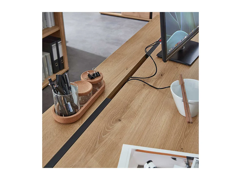 Eckcomputerschreibtisch in Wildeichefarben Schwarz