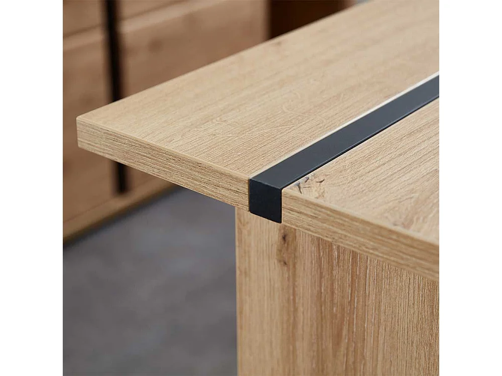 Eckcomputerschreibtisch in Wildeichefarben Schwarz