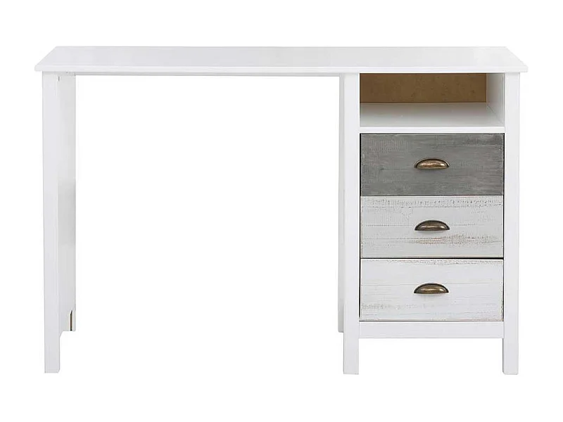 Schreibtisch Bürotisch in Weiß mit drei Schubladen