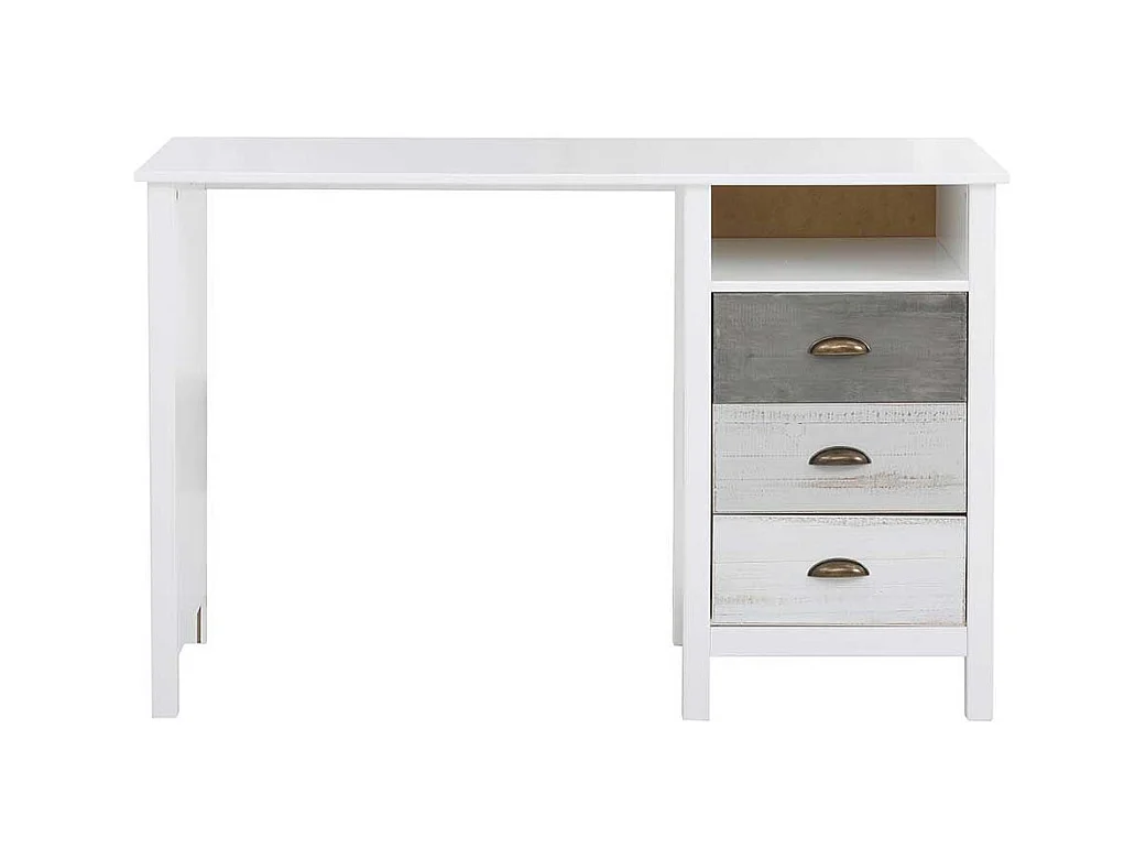 Schreibtisch Bürotisch in Weiß mit drei Schubladen