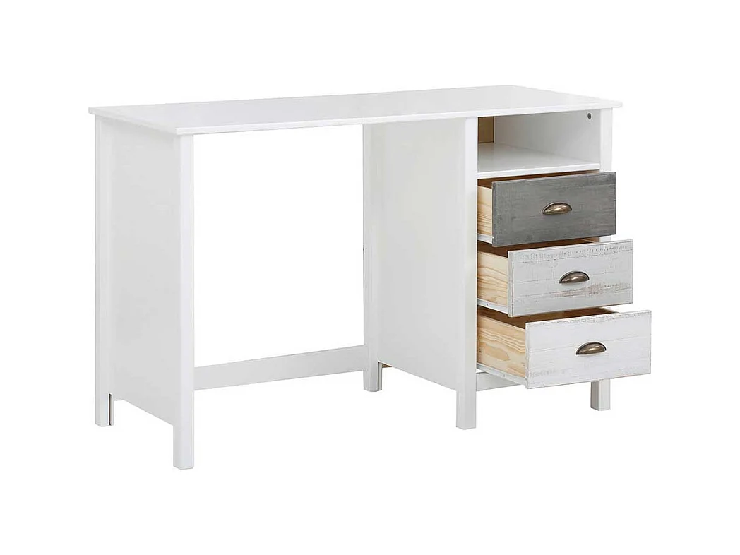 Schreibtisch Bürotisch in Weiß mit drei Schubladen