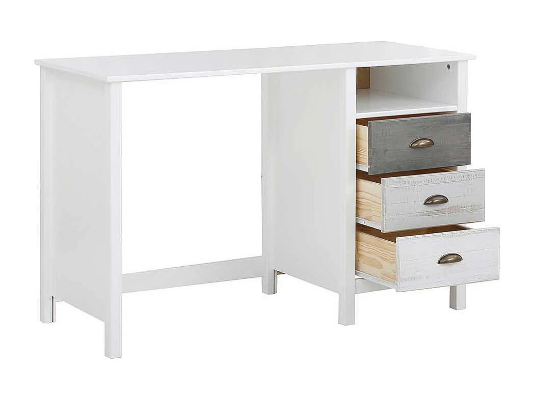 Schreibtisch Bürotisch in Weiß mit drei Schubladen