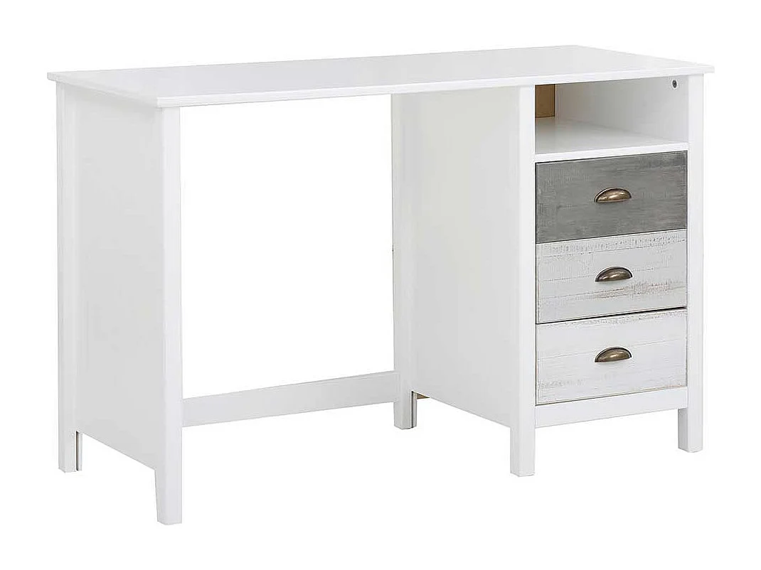 Schreibtisch Bürotisch in Weiß mit drei Schubladen