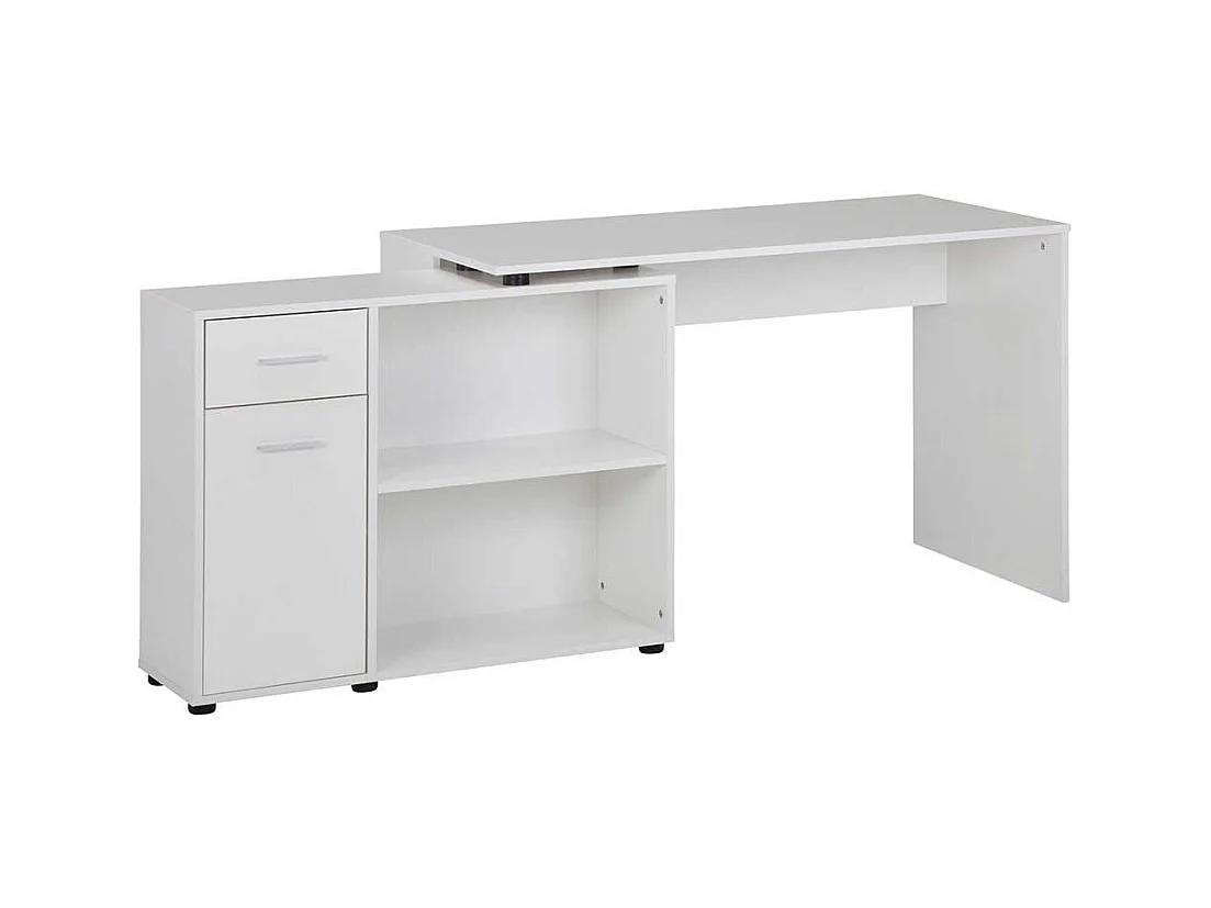 Designschreibtisch in Weiß Seitenregal