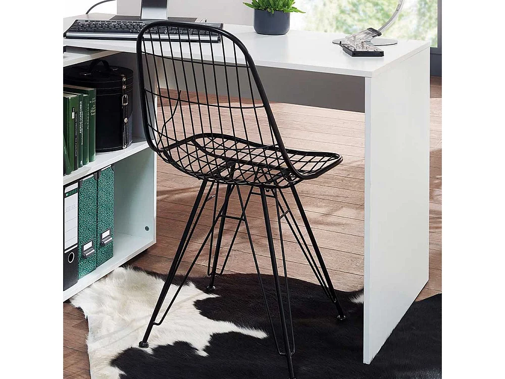 Designschreibtisch in Weiß Seitenregal