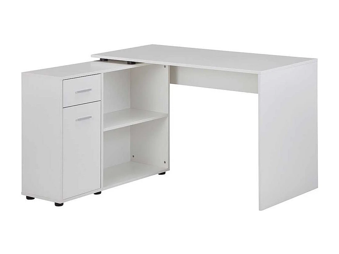 Designschreibtisch in Weiß Seitenregal