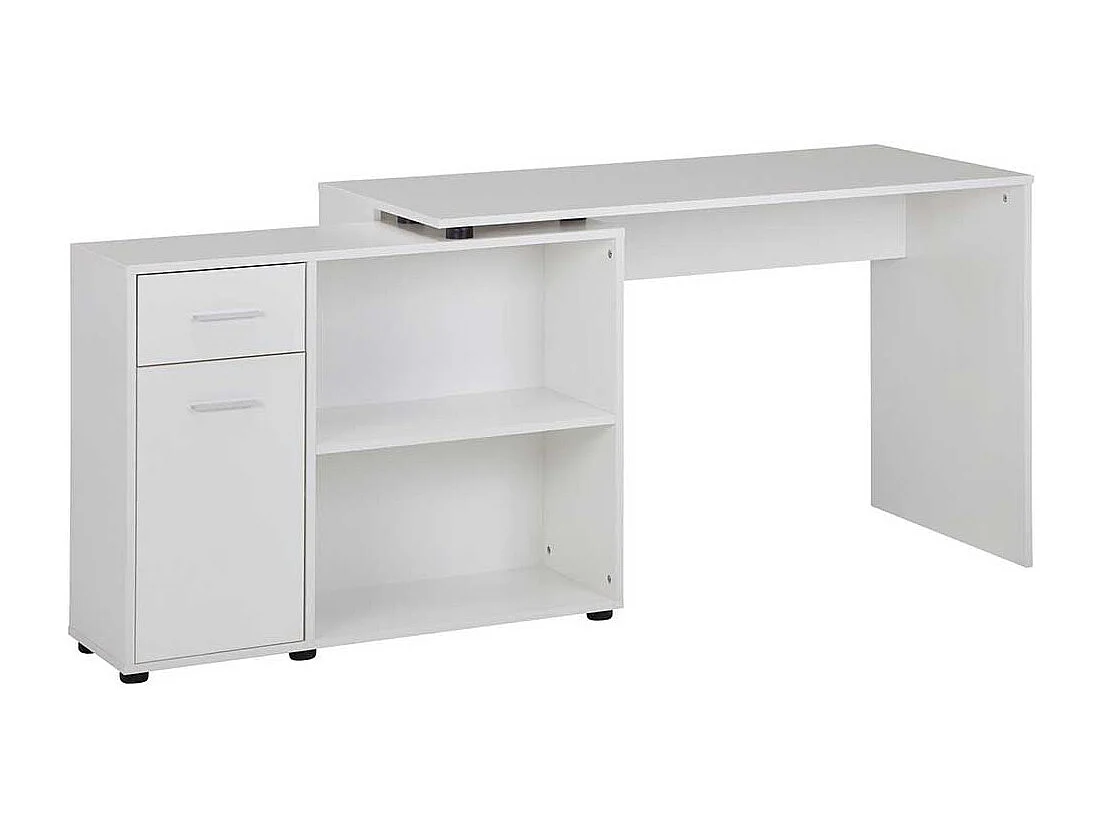 Designschreibtisch in Weiß Seitenregal