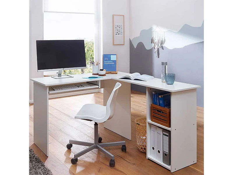 Bürotisch in Weiß Winkelform