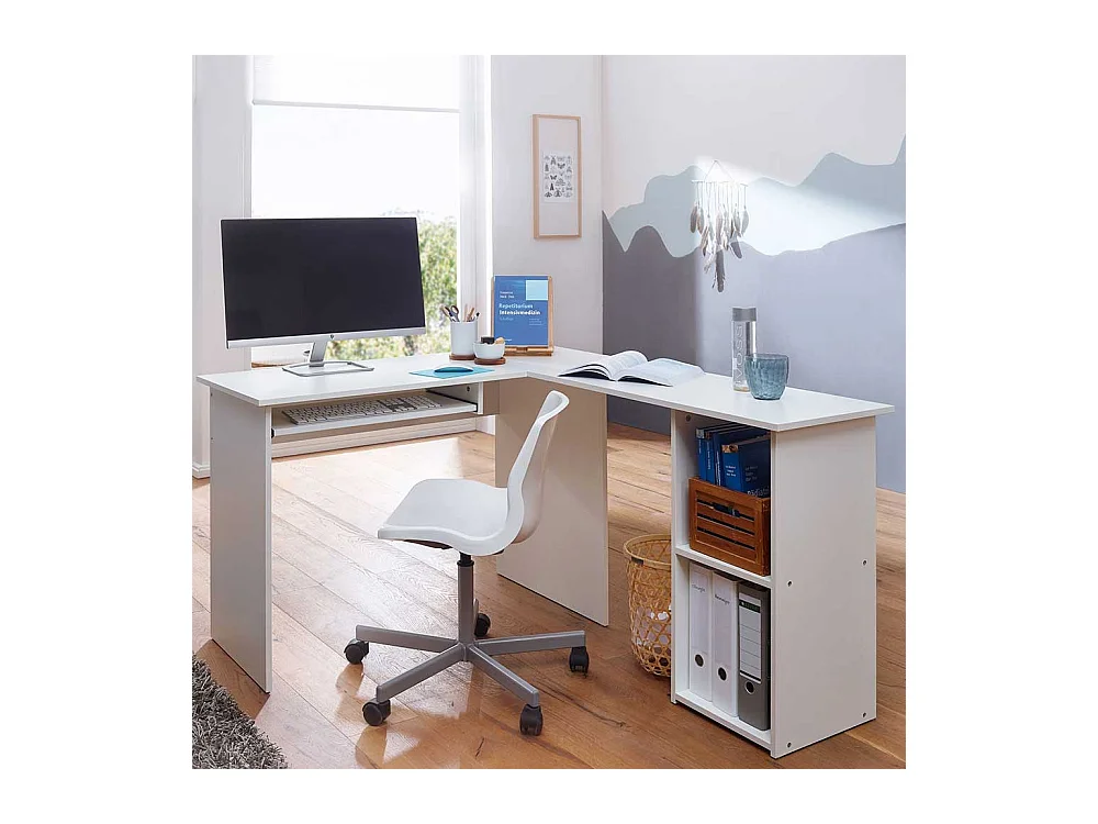 Bürotisch in Weiß Winkelform