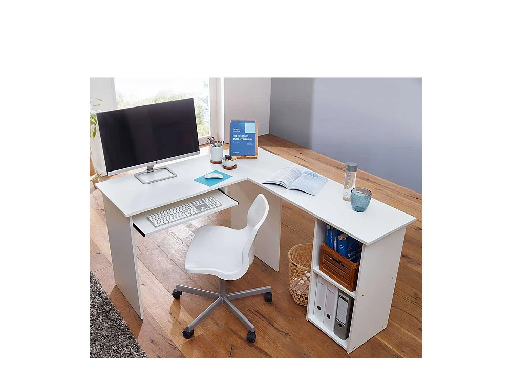 Bürotisch in Weiß Winkelform