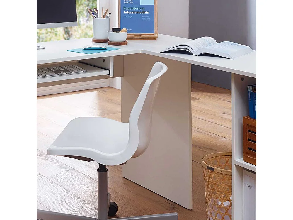 Bürotisch in Weiß Winkelform