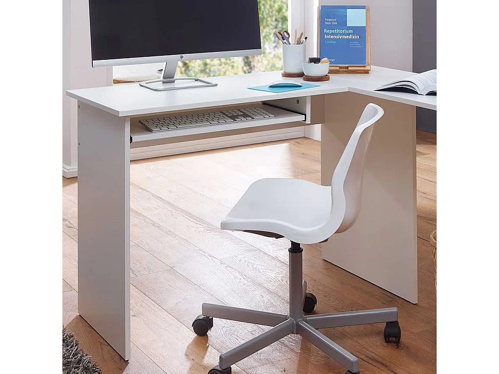 Bürotisch in Weiß Winkelform