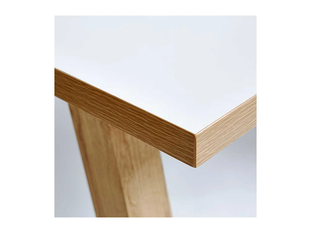 Schreibtisch in Weiß und Eiche Optik 140 cm breit