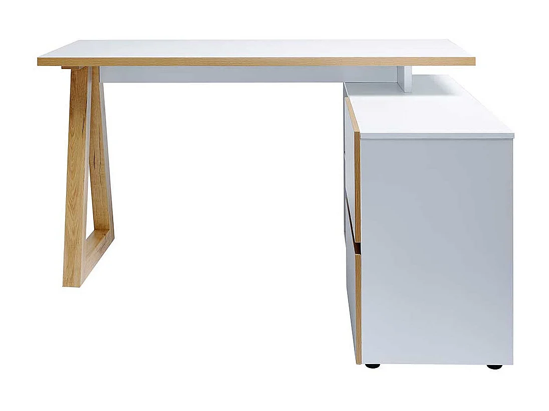 Schreibtisch in Weiß und Eiche Optik 140 cm breit