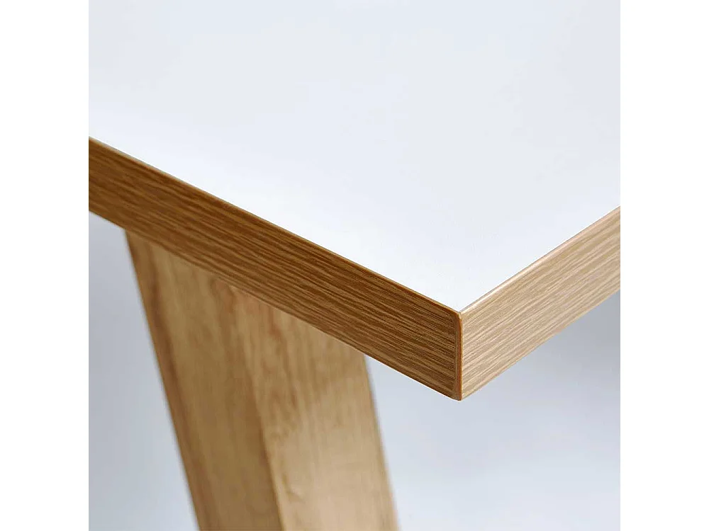 Schreibtisch in Weiß und Eiche Optik 140 cm breit