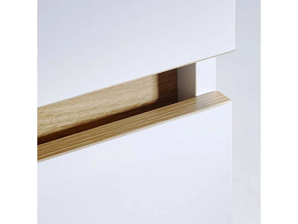 Schreibtisch in Weiß und Eiche Optik 140 cm breit