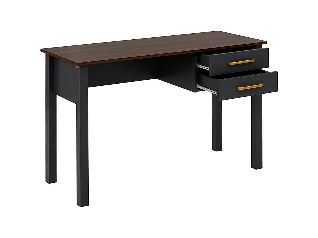 Schreibtisch Bürotisch in Dunkelgrau und Walnussfarben