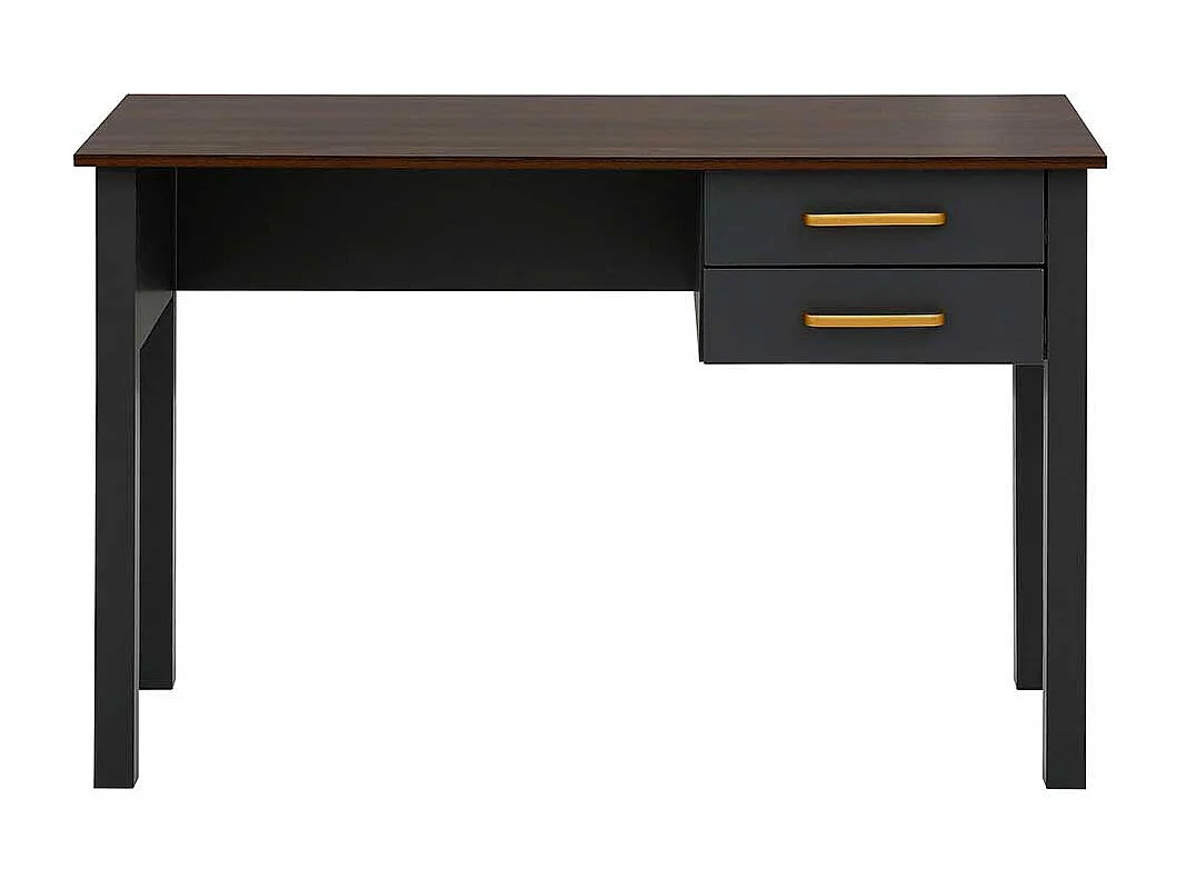 Schreibtisch Bürotisch in Dunkelgrau und Walnussfarben