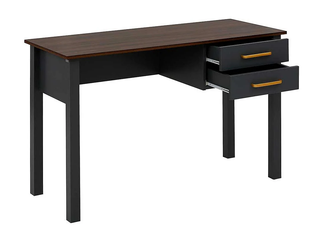 Schreibtisch Bürotisch in Dunkelgrau und Walnussfarben