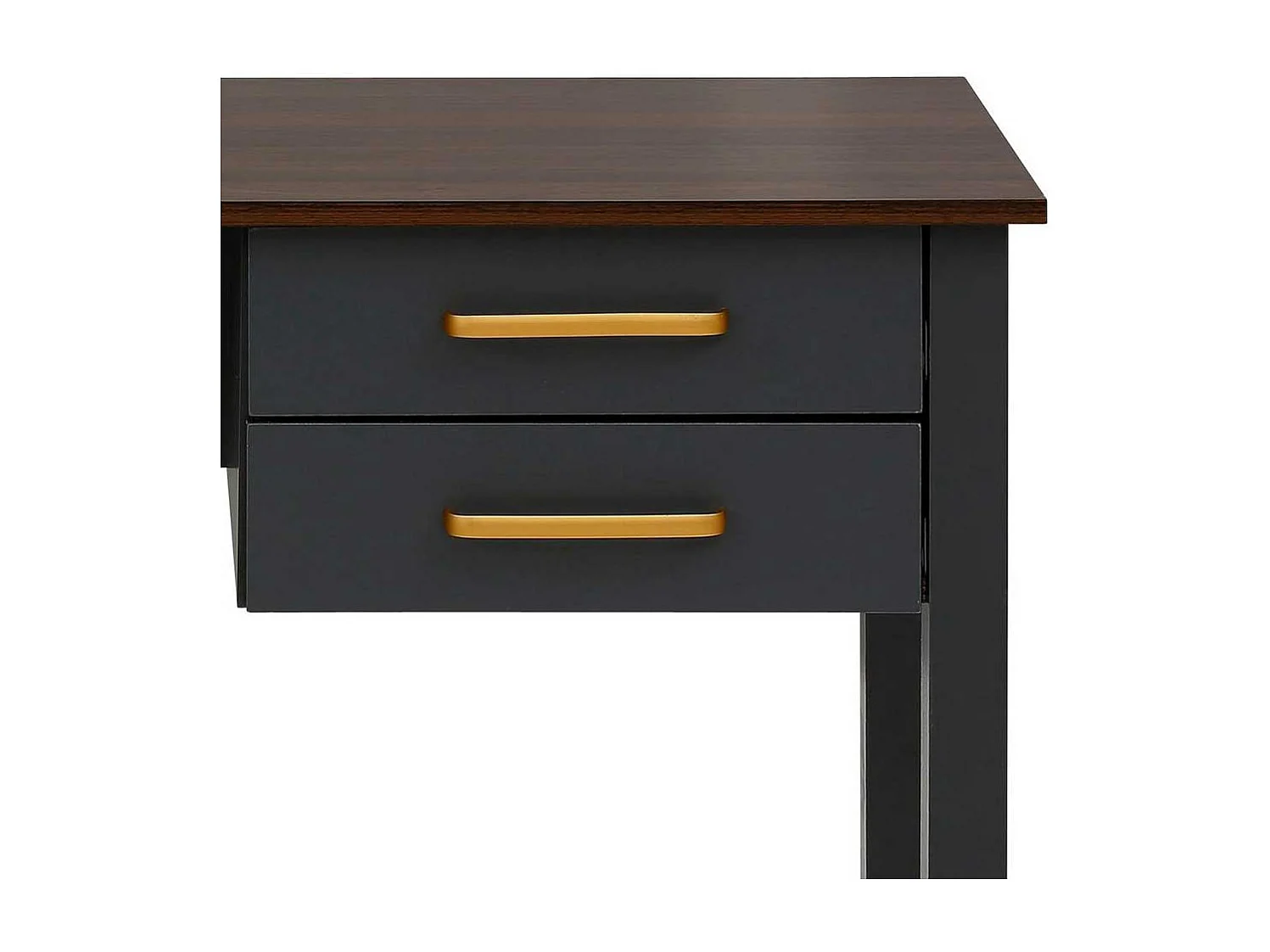 Schreibtisch Bürotisch in Dunkelgrau und Walnussfarben