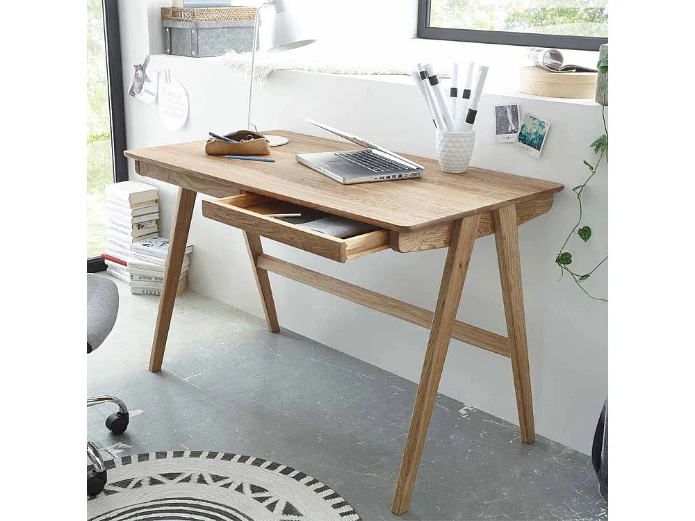 Schreibtisch aus Eiche Massivholz 120 cm