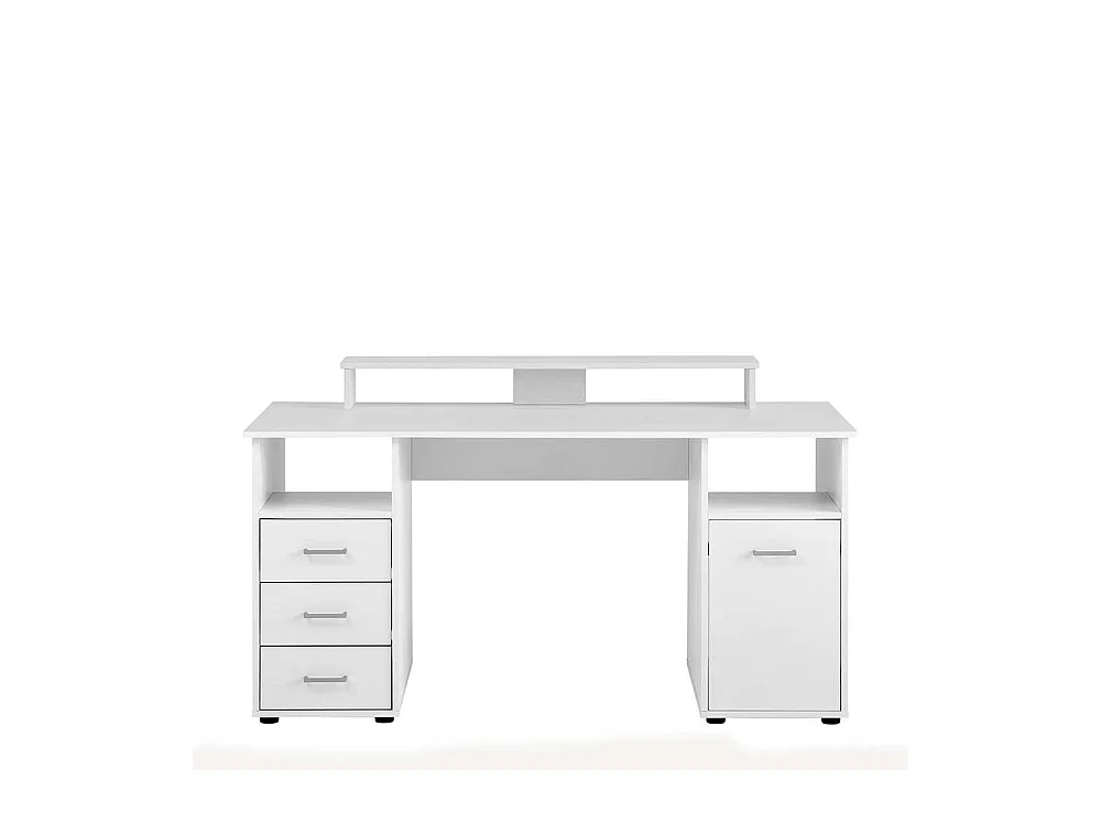 Schülerschreibtisch in Weiß Bildschirmaufsatz