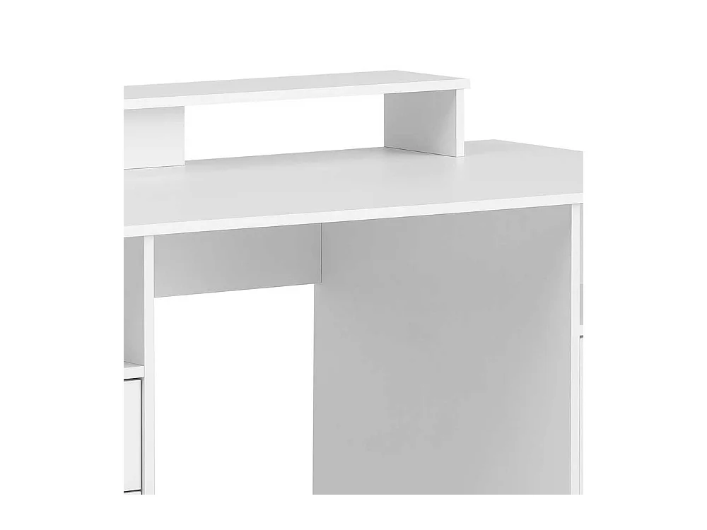 Schülerschreibtisch in Weiß Bildschirmaufsatz