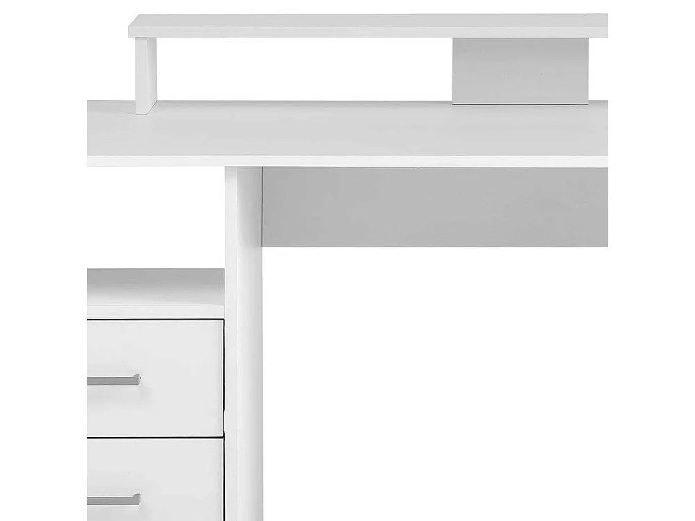 Schülerschreibtisch in Weiß Bildschirmaufsatz