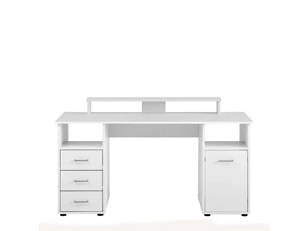 Schülerschreibtisch in Weiß Bildschirmaufsatz