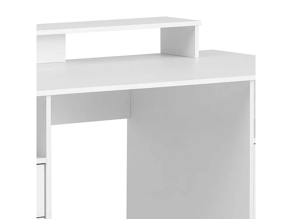 Schülerschreibtisch in Weiß Bildschirmaufsatz