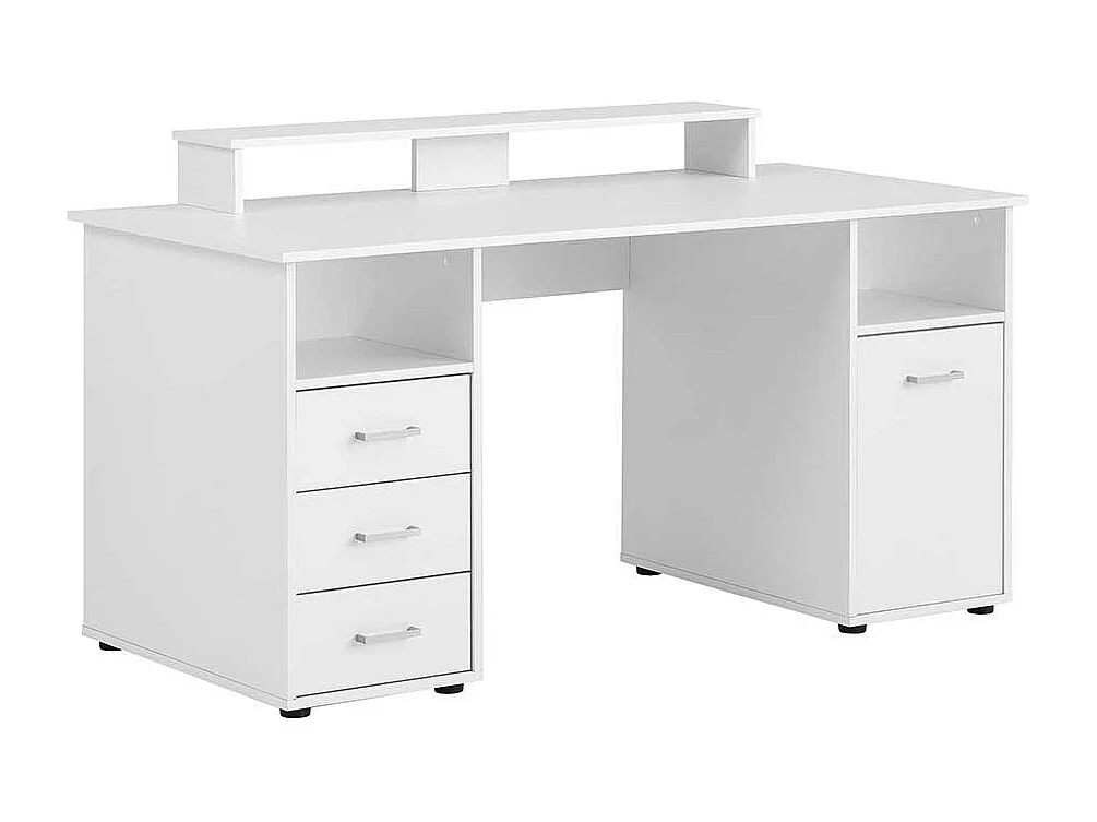 Schülerschreibtisch in Weiß Bildschirmaufsatz