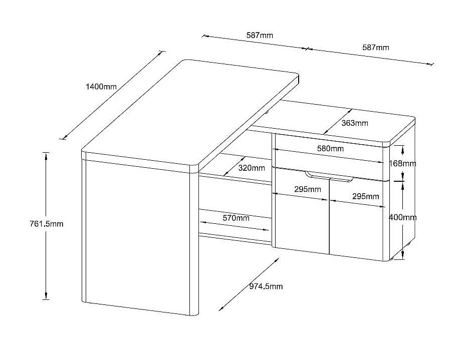 Schreibtisch mit Regal Eiche San Remo