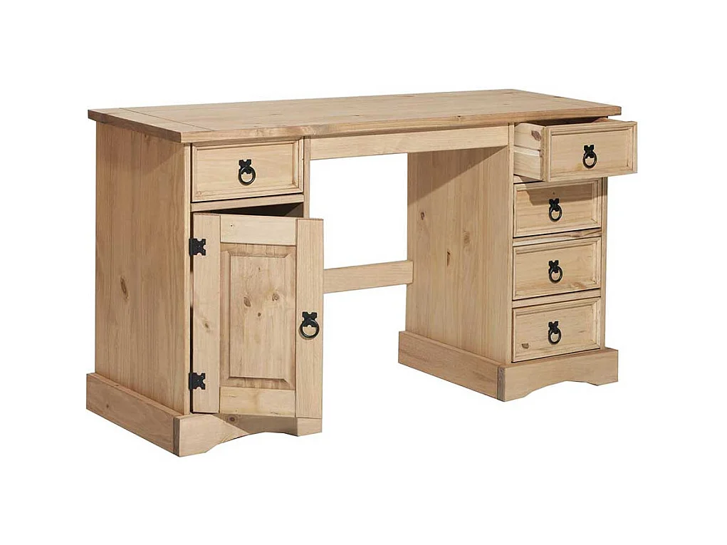 Schreibtisch Honigfarben aus Kiefer Massivholz Landhausstil