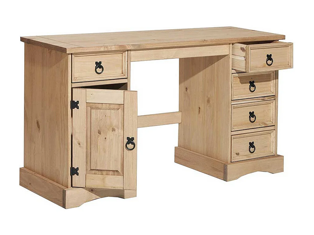 Schreibtisch Honigfarben aus Kiefer Massivholz Landhausstil