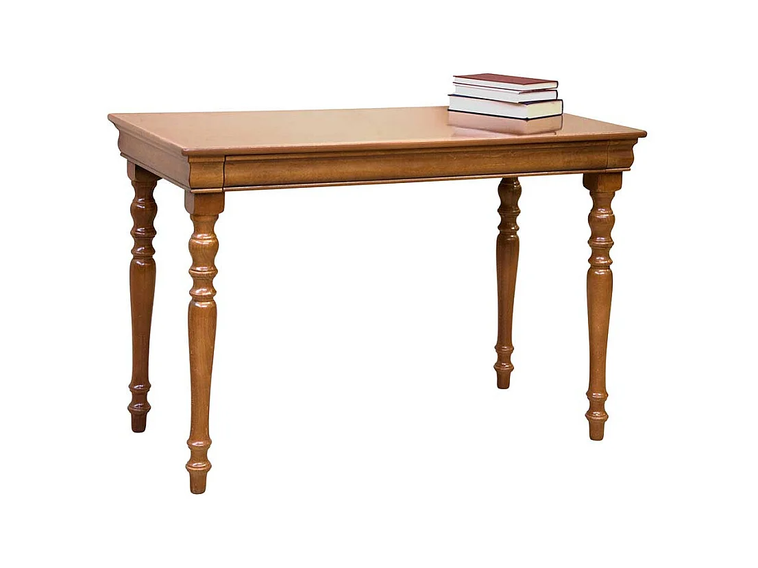 Klassischer Holz Schreibtisch in Nussbaumfarben 110 cm breit