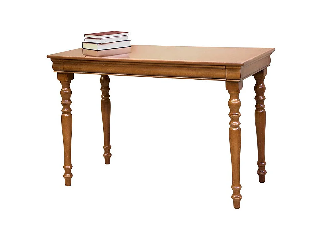 Klassischer Holz Schreibtisch in Nussbaumfarben 110 cm breit