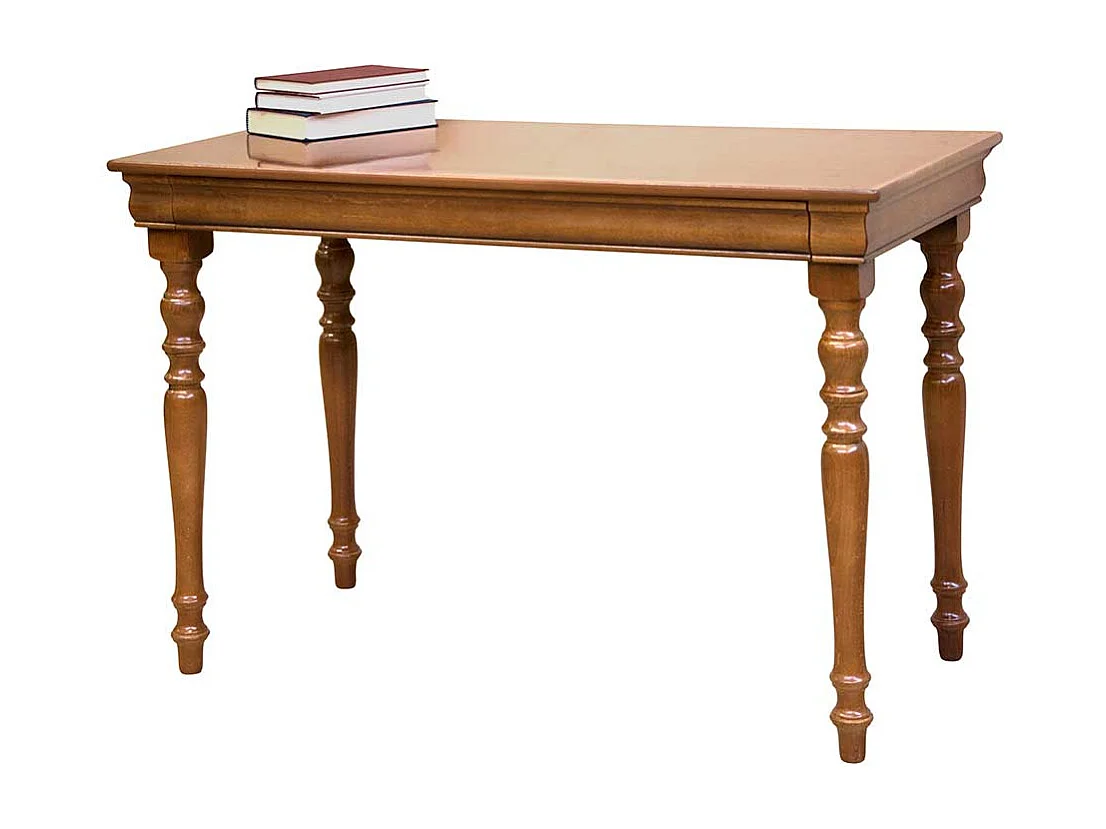 Klassischer Holz Schreibtisch in Nussbaumfarben 110 cm breit