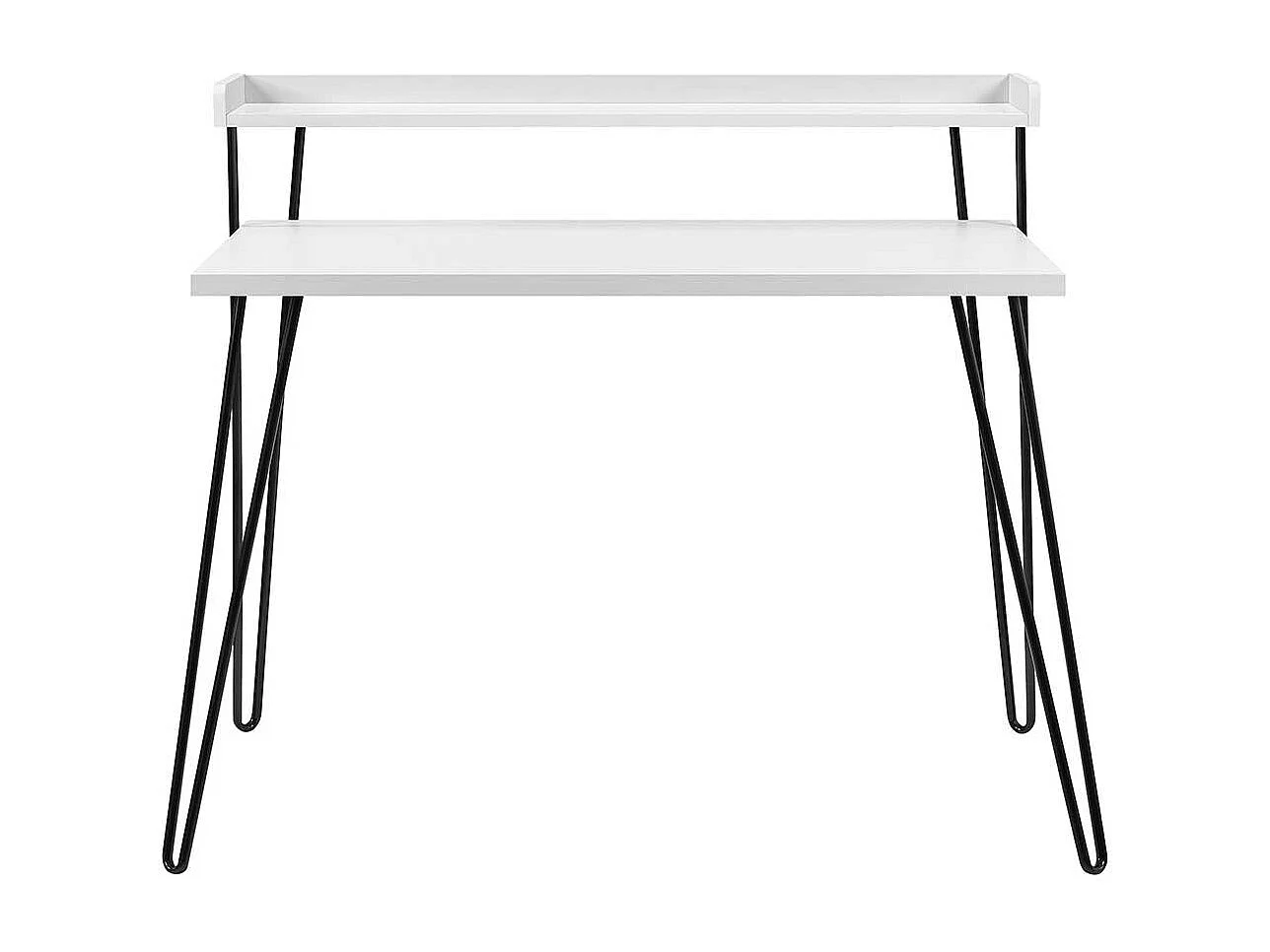 Retrostil Laptopschreibtisch in Weiß und Schwarz 90 cm hoch