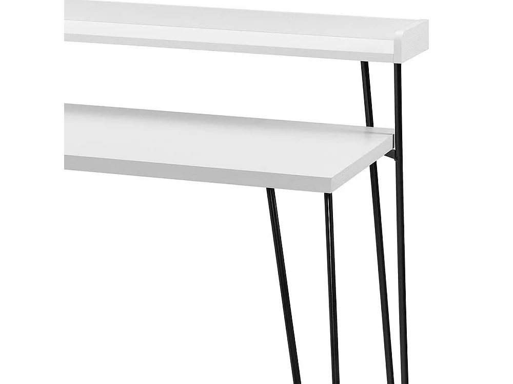 Retrostil Laptopschreibtisch in Weiß und Schwarz 90 cm hoch