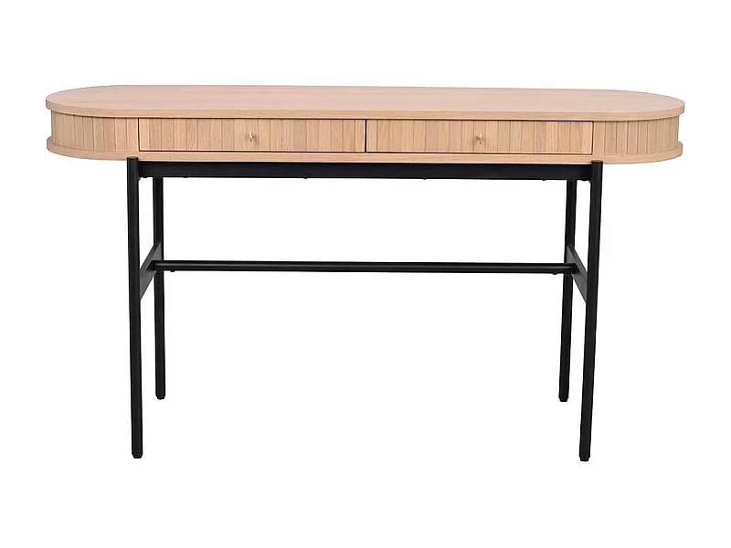 Designschreibtisch in Eiche White Wash Vierfußgestell aus Metall