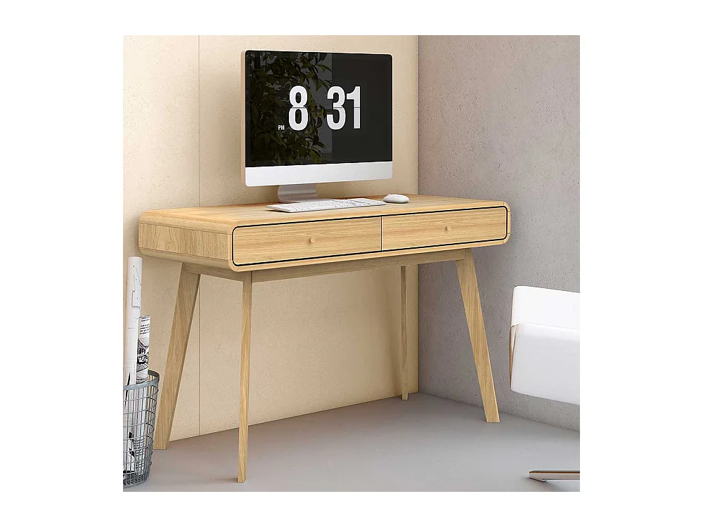 Skandi Jugendschreibtisch in Eichefarben zwei Schubladen
