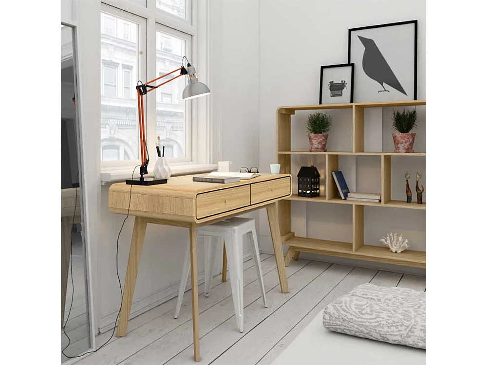 Skandi Jugendschreibtisch in Eichefarben zwei Schubladen