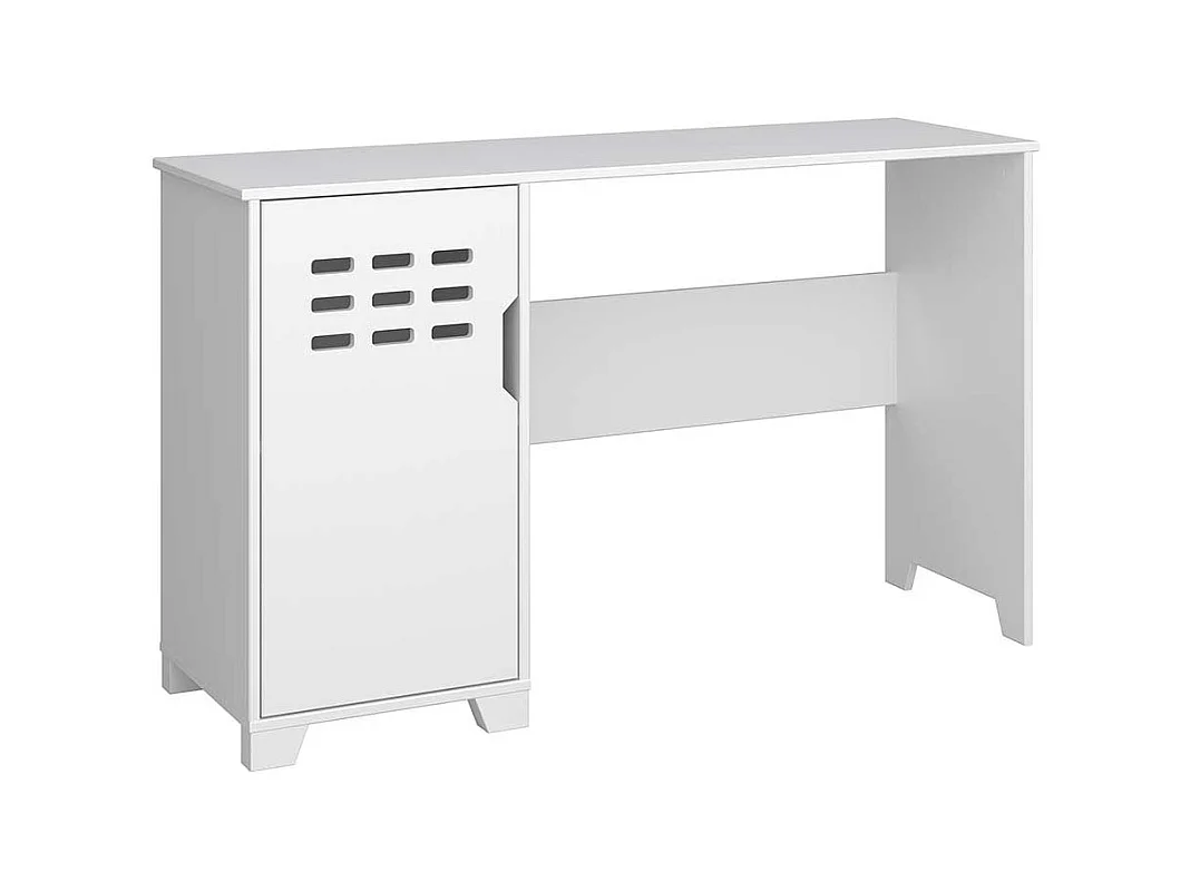 Schreibtisch aus MDF weiß lackiert Knieraumblende